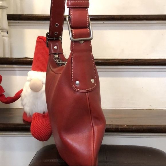 COACH Legacy Red Leather Feeder Bucket Adjustable Crossbody Shoulder Bag Vintage - Picture 15 of 16
